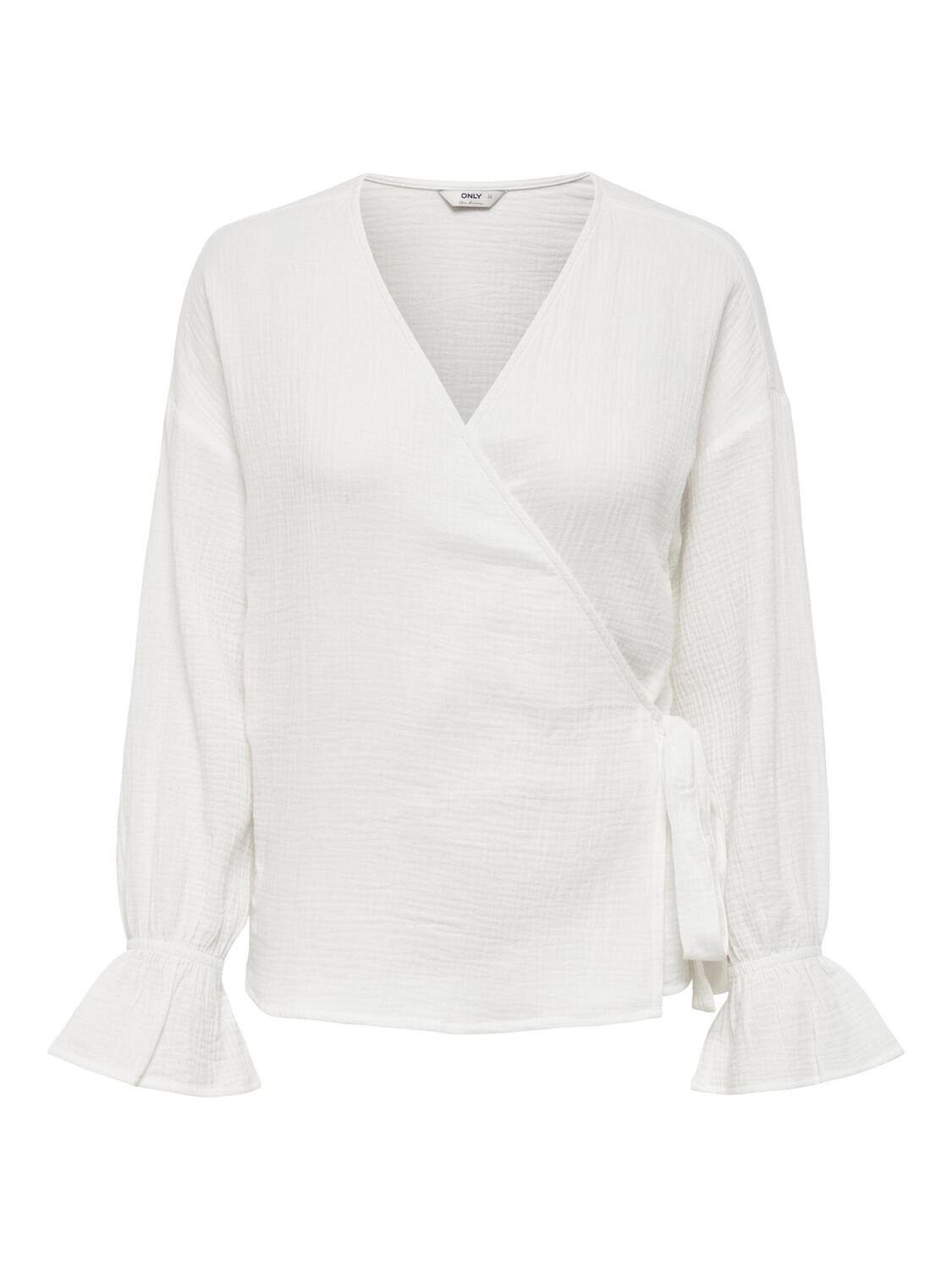 ONLTHYRA LS WRAP TOP WVN CS Bright White