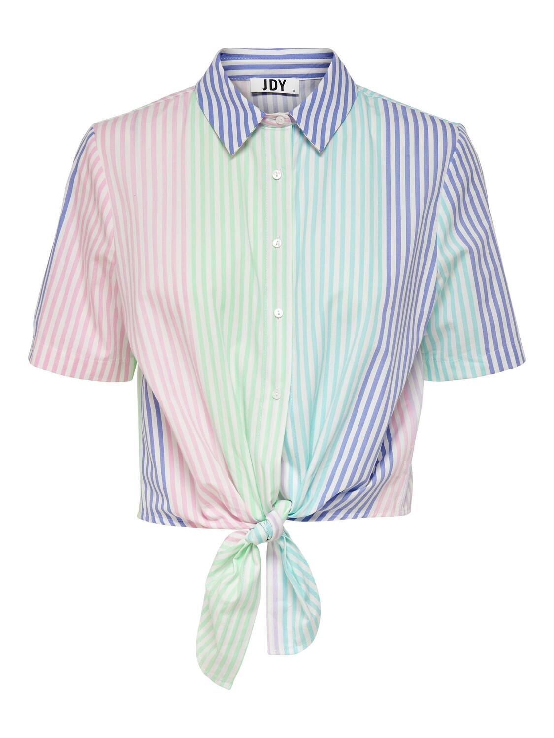 JDYLAURA S/S KNOT SHIRT WVN White-MULTI COLOR