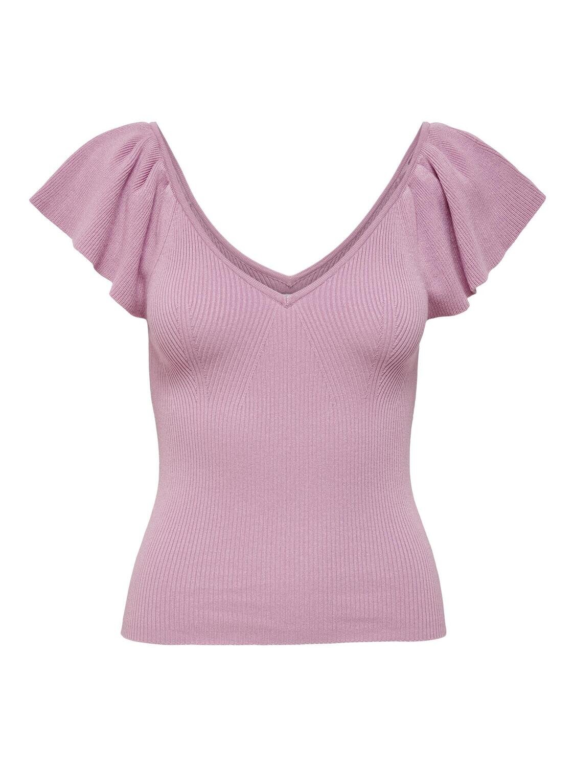 JDYSABRINA LIFE S/S PLEAT SLEEVE TOP KNT Mauve Mist