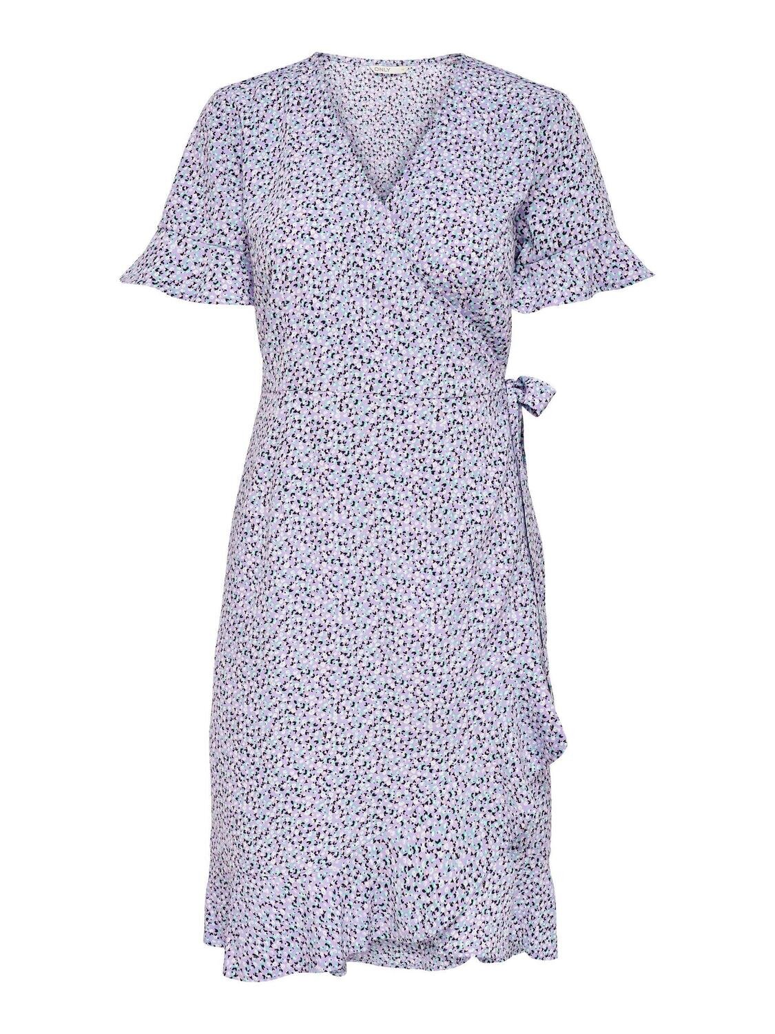ONLOLIVIA S/S WRAP DRESS WVN NOOS Chinese Violet-W, NANNA FLOWER