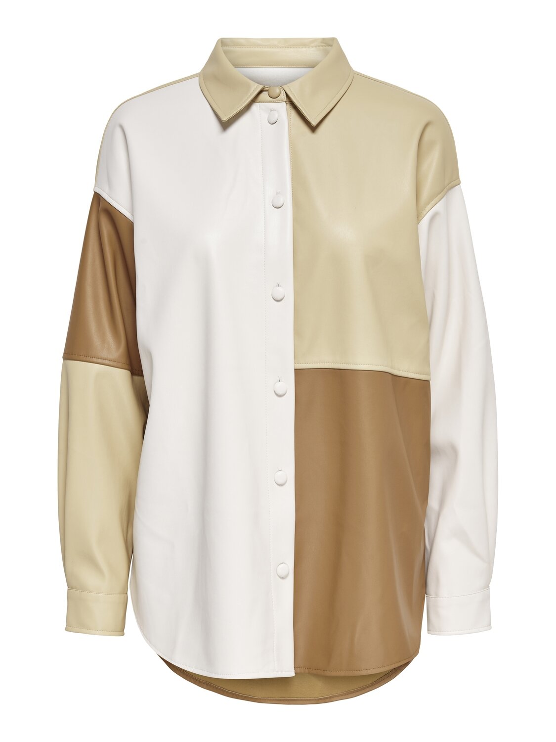 JDYAMALI L/S FAUX LEATHER SHIRT WVN Sandshell-BROWN COLORLOCK