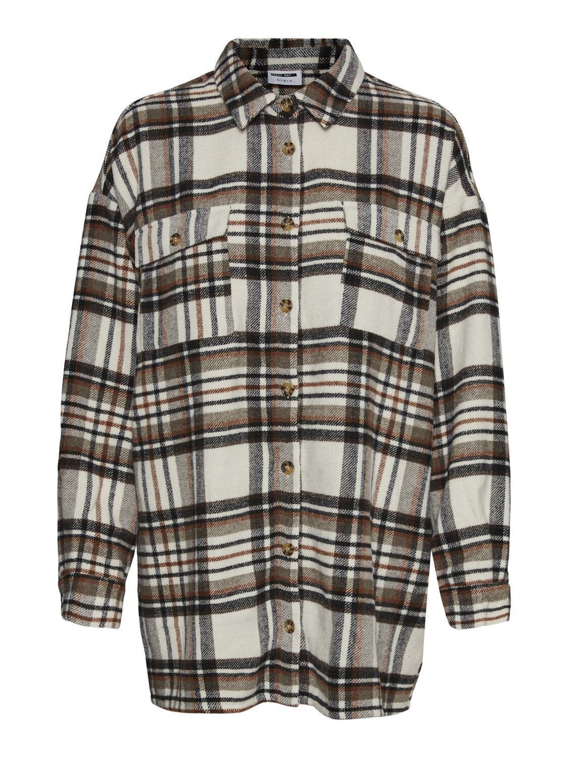 NMFLANNY L/S LONG SHACKET BG NOOS Bright White-BLACK