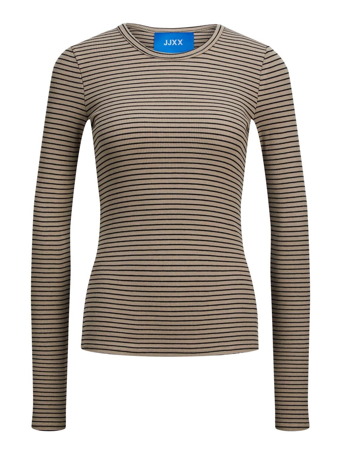 JXFREYA LS RIB STRIPE TEE NOOS Brindle/BLACK