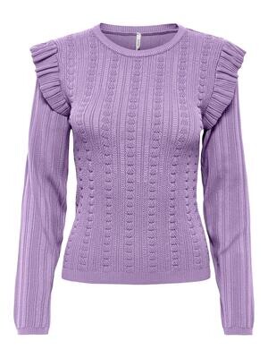 ONLFARA SALLY L/S RUFFLE PULL CC KNT Viola