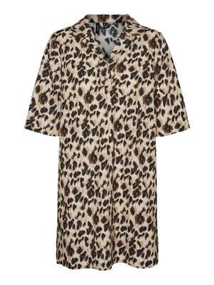 VMELLA 2/4 SHORT SHIRT DRESS EXP Birch-BLACK-BROWN LEO