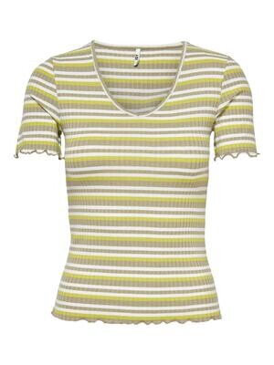 JDYFRANSISKA S/S STRIPE TOP JRS NOOS Seagrass/LOVE BIRD +