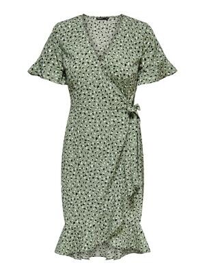 ONLOLIVIA S/S WRAP DRESS WVN NOOS Hedge Green-HELLA GRAPHIC