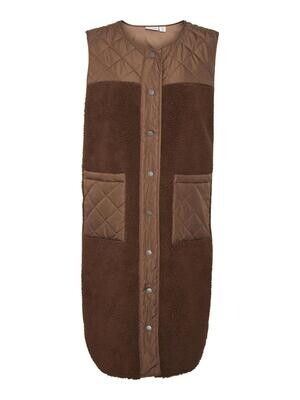 NMSAKIRAN QUILTED MIX TEDDY LONG VEST Pinecone