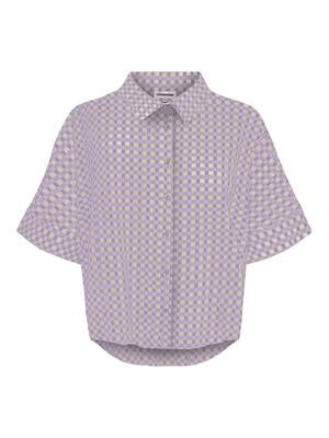 NMJONNA 2/4 BOXY SHIRT KO Pastel Lilac/WHITE