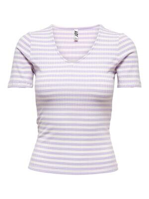 JDYFRANSISKA S/S STRIPE TOP JRS NOOS Lavender Frost/CLOUD
