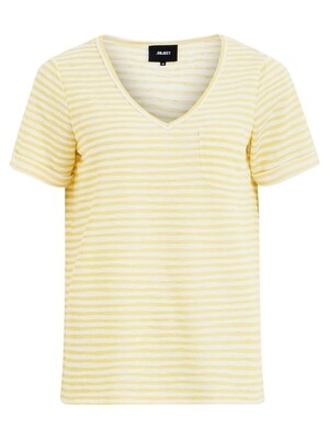 OBJTESSI SLUB S/S V-NECK SEASONAL Maize WHITE