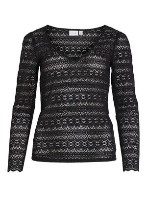 VICHIKKA LACE V-NECK L/S TOP - NOOS Black