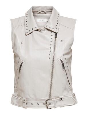 ONLVAL FAUX LEATHER STUD WAISTCOAT OTW Moonbeam
