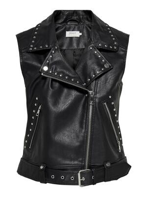 ONLVAL FAUX LEATHER STUD WAISTCOAT OTW Black