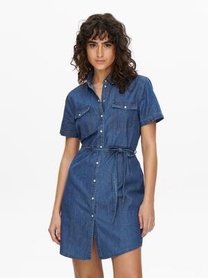 JDYBELLA S/S SHIRT DRESS WVN NOOS Medium Blue Denim