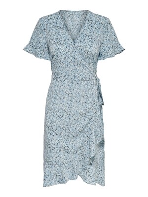 ONLOLIVIA S/S WRAP DRESS WVN NOOS Dusk Blue-TWO TONE FLOWER