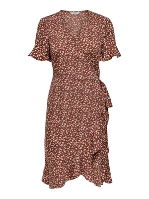 ONLOLIVIA S/S WRAP DRESS WVN NOOS Henna/TWO TONE FLOWE
