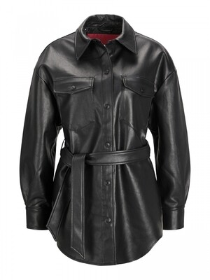 JXLUNA FAUX LEATHER OVERSHIRT NOOS Black