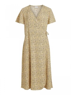 VILOVIE S/S WRAP MIDI DRESS/SU - FAV Humus/SIA