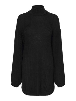 NMSIAN L/S HIGH NECK SHORT KNIT DRESS BG Black