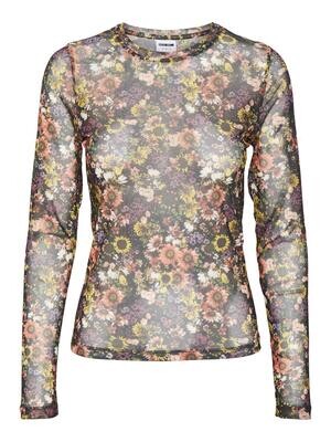 NMJUDITH L/S MESH TOP Black-SUNFLOWER