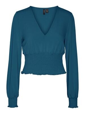 VMALBERTA L/S V-NECK SMOCK TOP SB1 Moroccan Blue