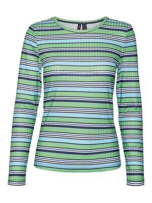 VMRIANNA RIB L/S TOP EXP Green Ash-BLUE-WHITE-BLACK