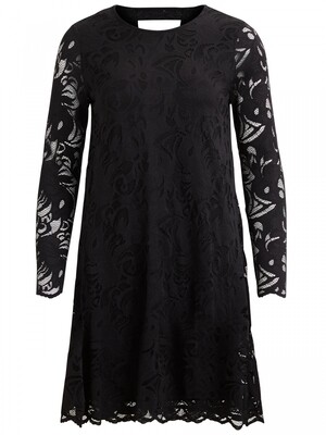 VISTASIA L/S LACE A-SHAPE DRESS-NOOS Black