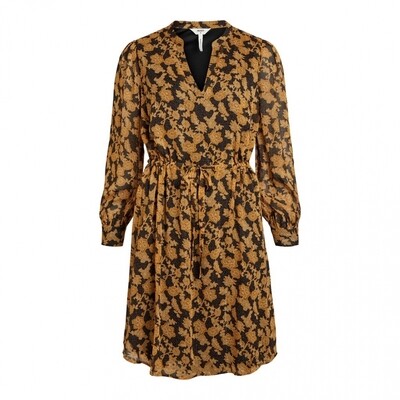 OBJSILJE L/S DRESS A AU20 Black/AOP