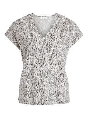 VICHELLIE V-NECK S/S TOP Cloud Dancer/SILA