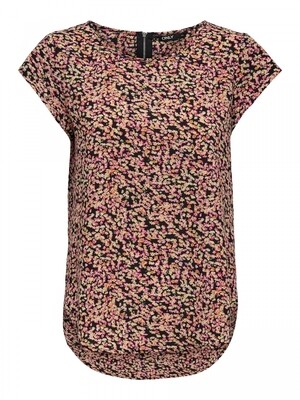 ONLVIC SS AOP TOP NOOS WVN Black-SCARLET NEON DITSY