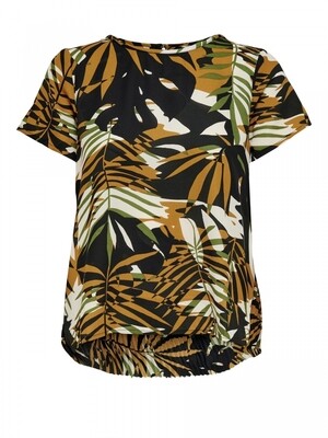 ONLLIBBY S/S PLISSE TOP CS WVN Chai Tea/GRAPHIC PAL