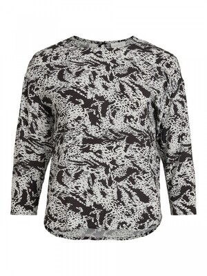 VIMINA HIGH LOW 3/4 SLEEVE TOP/SU Black-GRAPHICAL
