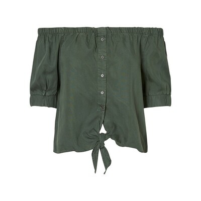 NMENDI S/S OFF SHOULDER TIE SHIRT NOOS Duck Green