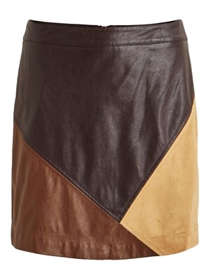 VIHALLO HW SHORT SKIRT Cappuccino/GUN METAL