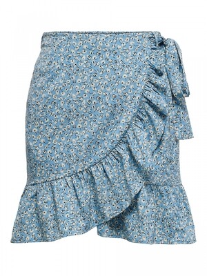 ONLOLIVIA WRAP SKIRT WVN NOOS Dusk Blue-TWO TONE FLOWER