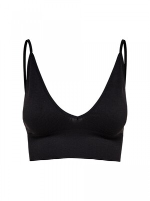 ONLVICKY RIB SEAMLESS V-NECK TOP NOOS Black