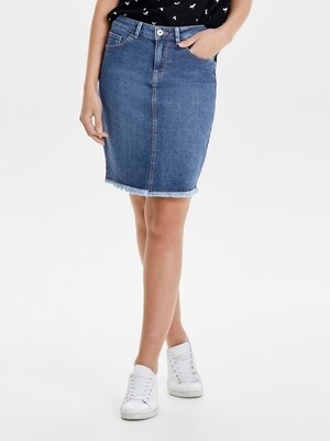 ONLELIZA LIFE REG RAWEDGE SKIRT 08 NOOS Medium Blue Denim