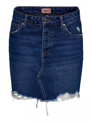 ONLSKY REG SKIRT RAW EDGE DEST. BB PIM Dark Blue Denim