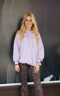 NMBERA L/S LOOSE LONG HOODIE Pastel Lilac-without print