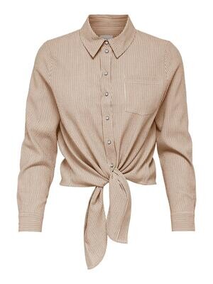 ONLLECEY LS KNOT SHIRT NOOS Toasted Coconut-CLOUD DANCER