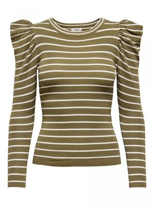 JDYCEROL L/S PULLOVER KNT Lead Gray/STRIPES