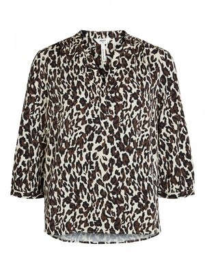 OBJBAYA 3/4 V-NECK BLOUSE AOP SC Sandshell/ANIMAL