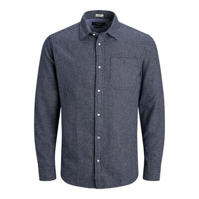 JPR BLUNICK MIX SHIRT L/S ONE POCKET LTN Dark Blue Denim/SLIM