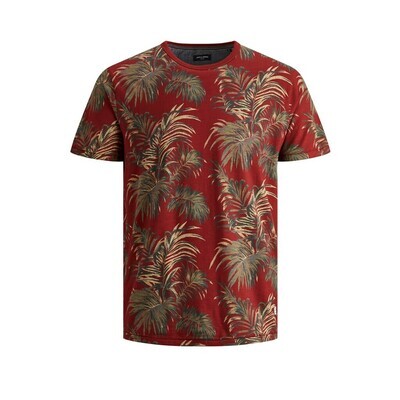 JPR MAX BLU. AOP TEE SS CREW NECK Red Dahlia/SLIM FIT