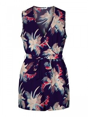 ONLALMA LIFE POLY WRAP PLAYSUIT AOP WVN Black/MULTI COLOUR