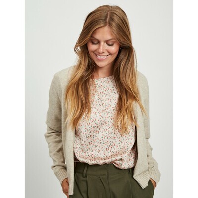 VIRIL SHORT L/S KNIT CARDIGAN-NOOS Natural Melange