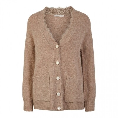 PCSONIA LS WOOL KNIT CARDIGAN PG Natural