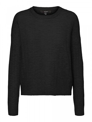 VMIVA LS O-NECK RIB BLOUSE BOO Black