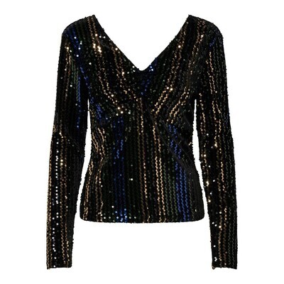 ONLCONFIDENCE L/S V-NECK TOP JRS Black/SURF